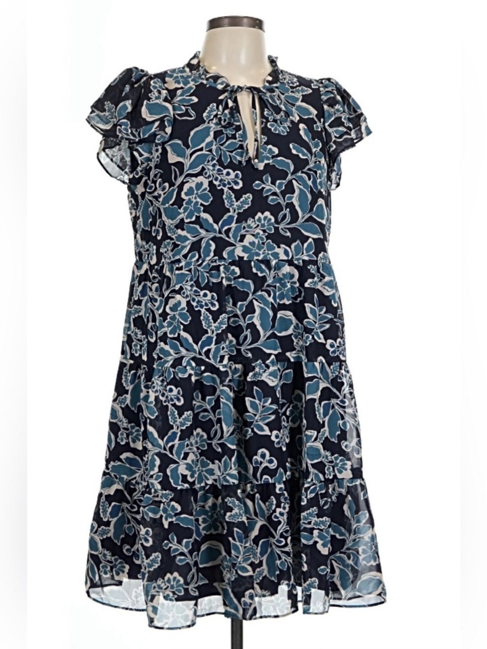Eliza J Floral Chiffon Tiered Dress